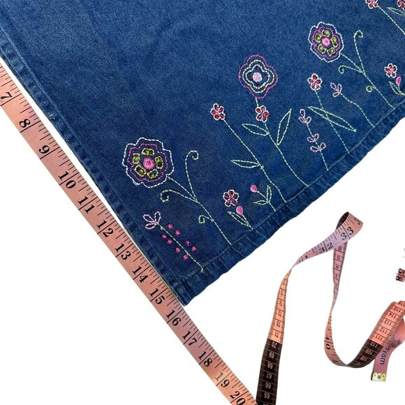 Jane Ashley Vintage 90s Denim Maxi Dress Plus 1X Floral Embroidery Cottagecore - Picture 11 of 12